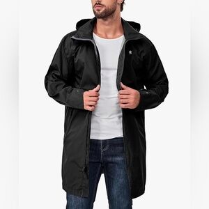 Men's Black Hooded Rain Coat